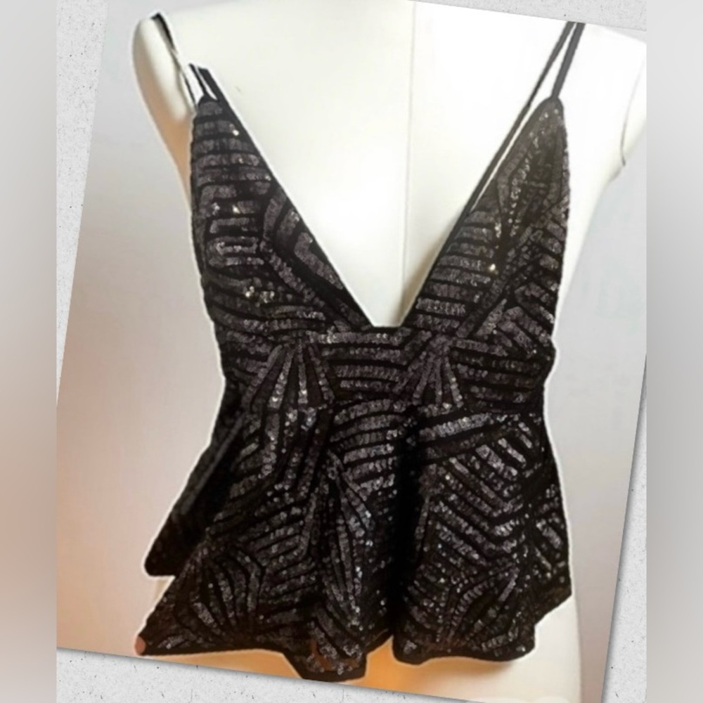 Forever 21 Black and Pink Sequin Top